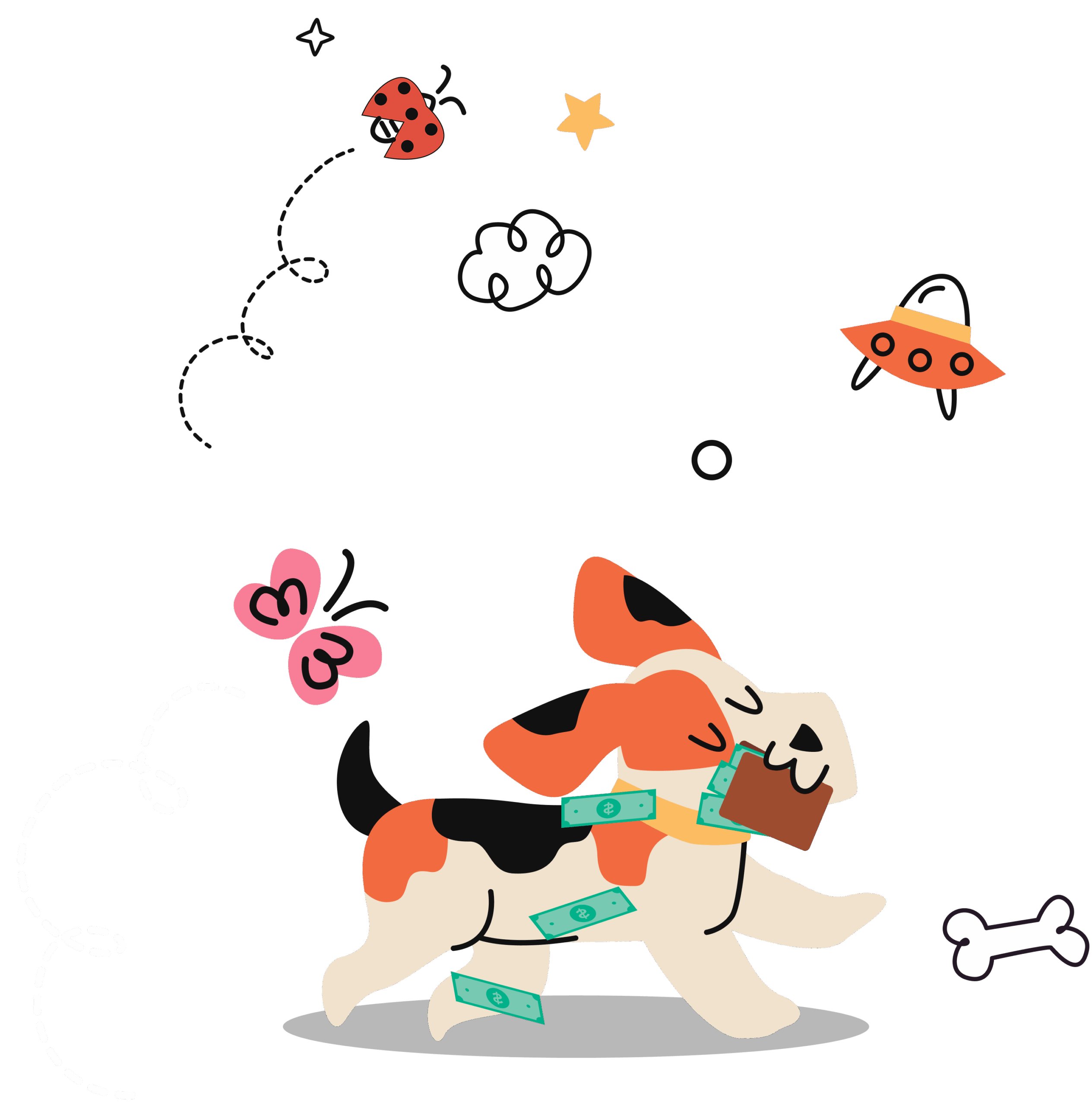 A dog with money!