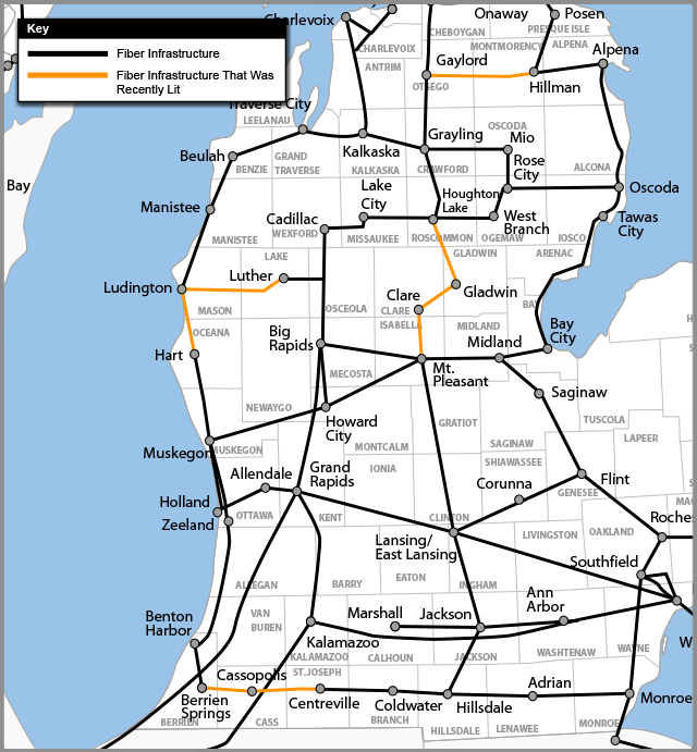 REACH-3MC map that highlights new connections in the Lower Peninsula