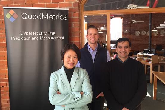 From left: Mingyan Liu, QuadMetrics chief science officer; Wesley Huffstutter, CEO; Manish Karir, chief technology officer.