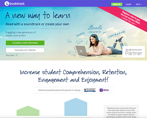 Booktrack Classroom web site screenshot