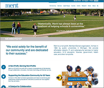 Membership web page screenshot