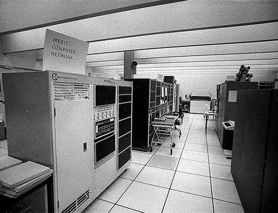 Merit's Primary Communications Processor, a car sized computer, in 1981