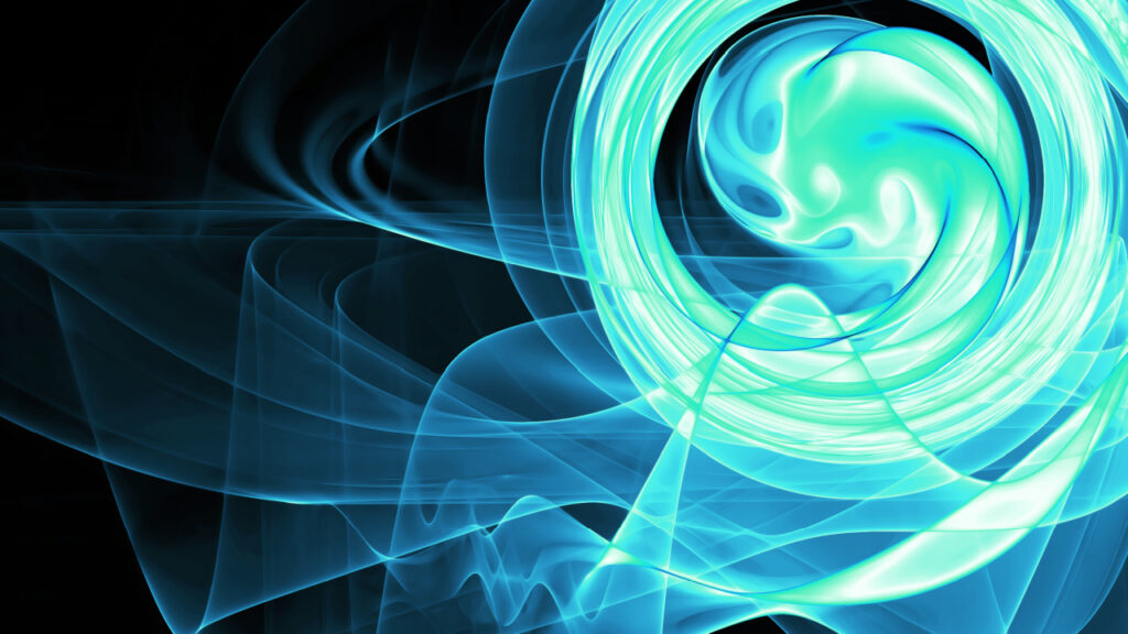 Teal Green Smokey Silk on Black Background