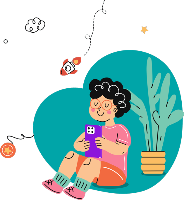 Girl sitting down looking at her phone